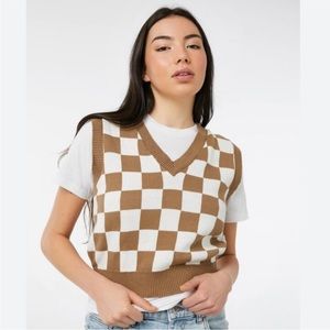 Ardene Women's Sweater Vest Check Checkerboard Pattern Size Small NWT